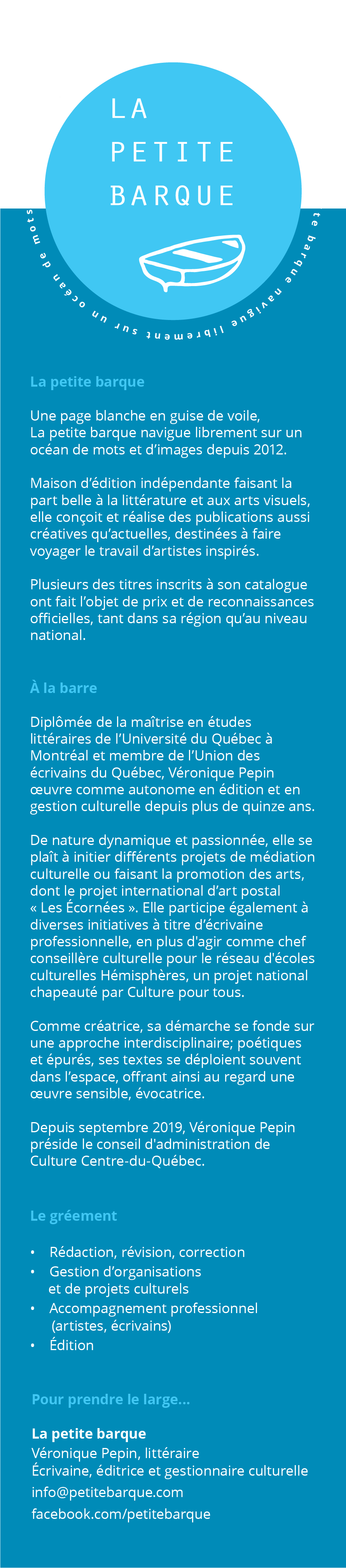 La Petite Barque - Service de rédaction, révision et correction, gestion de projets culturels, édition professionnelle à compte d'auteur